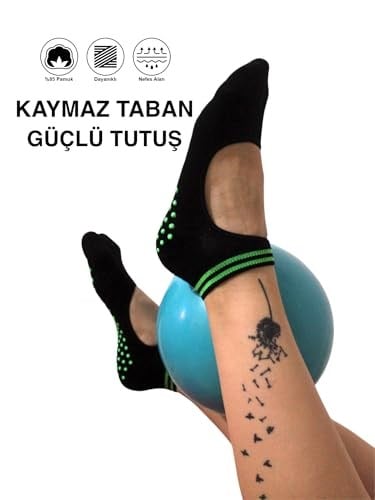 Sweex Kadın 2’li Kaymaz Tabanlı Pamuklu Yoga Pilates Çorapları - Nefes Alabilir, Renkli, Konforlu 36-40