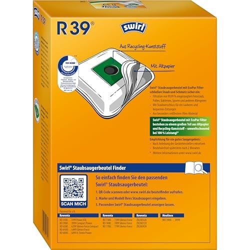 Swirl R 39 EcoPor Rowenta, Moulinex Elektrikli Süpürgeler için Toz Torbası