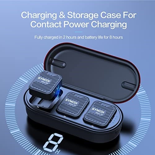 SYNCO G1 A2 Pro Kablosuz Yaka Mikrofon 2.4G Klip Yaka Mic Sistemi Verici Alıcı Kiti DSLR Kamera Smartphone için Şarj Kılıfı ile