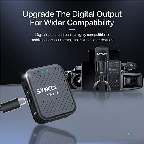 SYNCO G1 A2 Pro Kablosuz Yaka Mikrofon 2.4G Klip Yaka Mic Sistemi Verici Alıcı Kiti DSLR Kamera Smartphone için Şarj Kılıfı ile