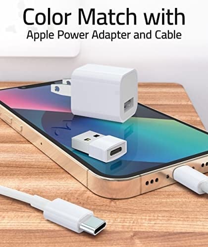Syntech USB - USB C Adaptörü 4 Paket, Tip C Dişi - USB Erkek Dönüştürücü Güç Şarj Kablosu Adaptörü MagSafe Apple Watch Serisi 10/SE/Ultra 2 iPhone 17 E Air Pro Max AirPods Pro ile Uyumlu, Beyaz
