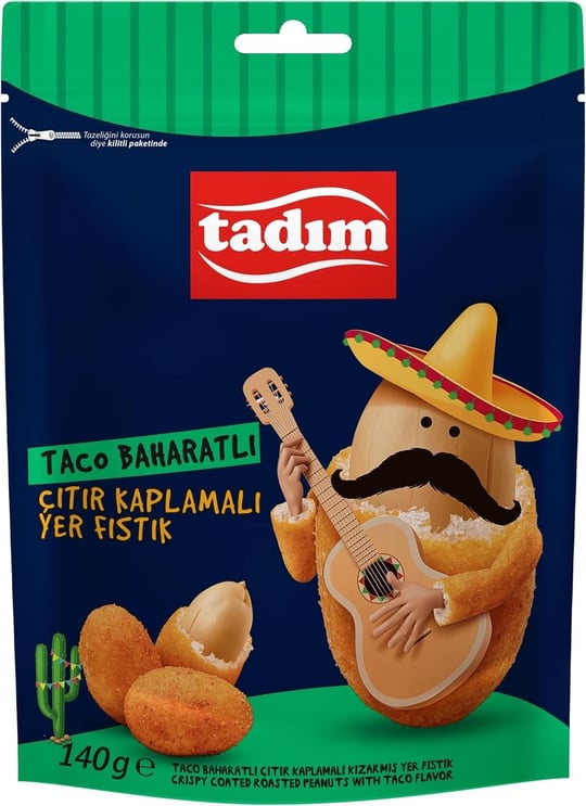 Tadım Yer Fıstığı Çıtır Kaplamalı Taco Baharatlı 140 Gr