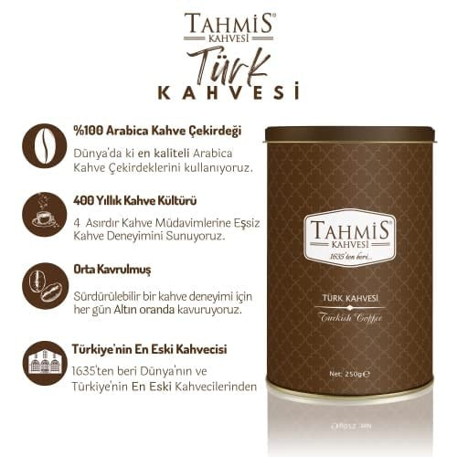 Tahmis Türk Kahvesi Orta Kavrulmuş 250 Gr Paket