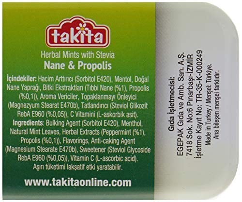 Takita Bitki Şekeri Nane & Propolis 18 Gr