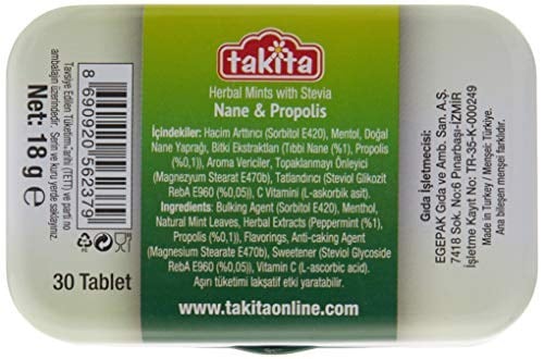 Takita Bitki Şekeri Nane & Propolis 18 Gr