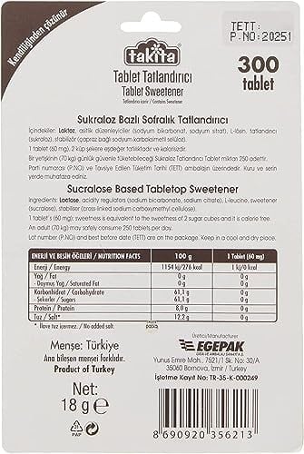 TAKİTA Sukralozlu Tablet Tatlandırıcı 100 Tablet