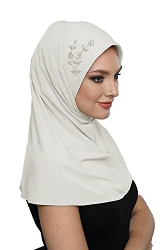 Takmatik Taşlı El İşi Boncuk İşlemeli Hazır Türban Tesettür Bone Namaz Örtüsü