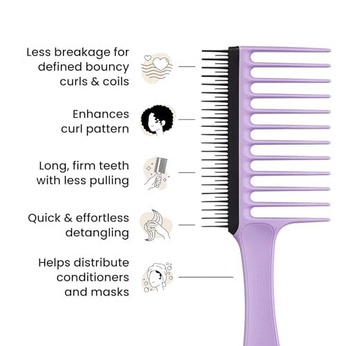 Tangle Teezer Wide Tooth Comb Kıvırcık Saçlar için Lila Saç Fırçası-Tarak