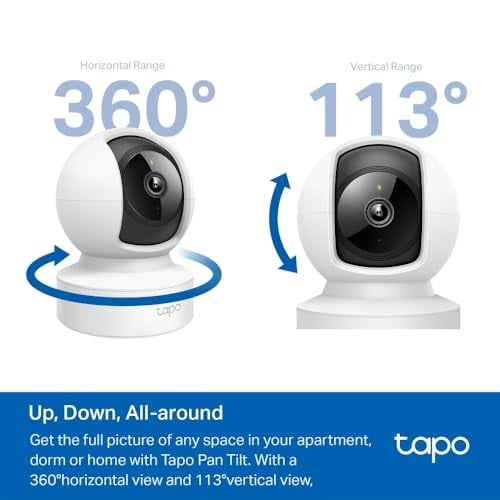 Tapo C202, 1080P Full HD, Hareket Tespit ve Takibi, 360°, 9m Gece Görüşü, Çift Yönlü Ses, Alarm, Bulut/Yerel Depolama, Bebek Ağlaması Tespiti, İç Mekan Ethernet/Wi-Fi Güvenlik Kamerası