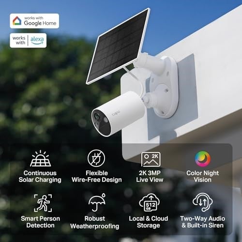 Tapo C410 KIT, 2K 3MP, Renkli Gece Görüşü, Şarj Edilebilir, IP65 Sertifikalı, Yerel/Bulut Depolama, 110° Açılı, Güneş Paneli Dahil, Kablosuz Bataryalı Güvenlik Kamerası Kiti