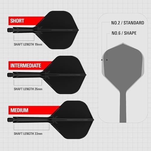 Target Darts K Flex Entegre Dart Uçuşları ve Şaftları, No.2 | 3lü Paket K-Flex - No2, Kflex Hepsi Bir Arada Kalıplı Dart Uçuş ve Gövde Uzunlukları: Kısa, Orta ve Orta | Profesyonel Dart Aksesuarları