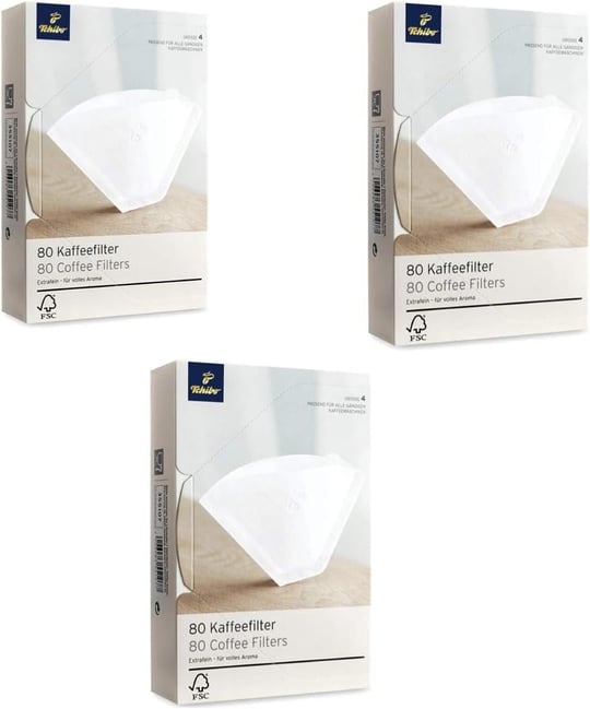 Tchibo 4 Numara (Büyük Boy) Filtre Kahve Kağıdı 3 x 80li Beyaz