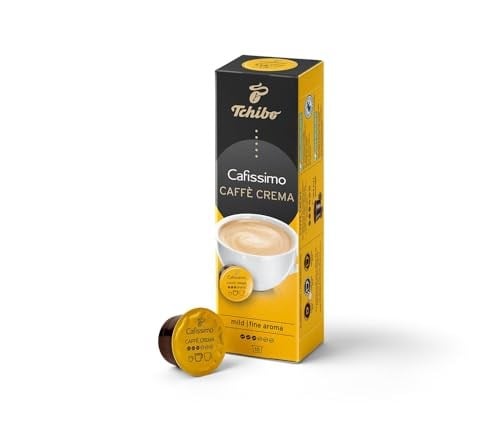 Tchibo Cafissimo Kahve Caffè Crema yumuşak kahve kapsülleri, 10 adet (kahve, yumuşak aromalı yumuşak), sürdürülebilir ve adil ticaret