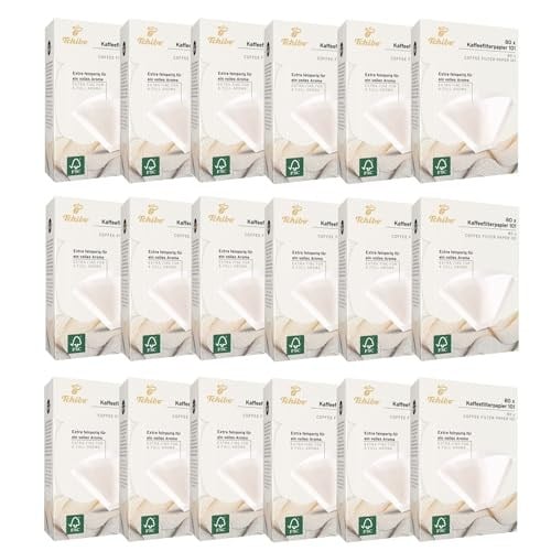 Tchibo Kahve Filtresi Boyut 101 Büyük Paket 1440 Adet - Birinci Sınıf Kaliteli Kağıt Filtre Torbası 18x80, Sürdürülebilir, Aromatik, Kompostlanabilir & Çevre Dostu, Beyaz