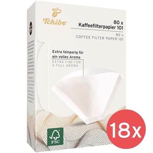 Tchibo Kahve Filtresi Boyut 101 Büyük Paket 1440 Adet - Birinci Sınıf Kaliteli Kağıt Filtre Torbası 18x80, Sürdürülebilir, Aromatik, Kompostlanabilir & Çevre Dostu, Beyaz