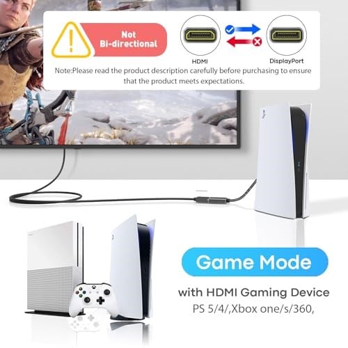 TECHTOBOX HDMI DisplayPort Adaptörü 4K60Hz [Örgülü, Yüksek Hız] HDMI Kaynağı DP Monitör Dönüştürücü, HDMI Erkek Ekran Bağlantı Noktası Dişi PC Grafik Kartı Dizüstü PS5/4