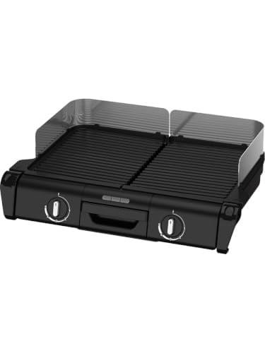 Tefal BBQ Family TG800N10 elektrikli masa ızgarası, 2 ayrı ızgara yüzeyi, 2 termostat, yapışmaz kaplamalı alüminyum döküm ızgara plakaları, bulaşık makinesinde yıkanabilir, ekstra derin oluklu, siyah