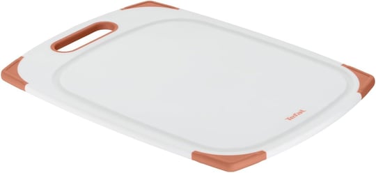 Tefal Plastik kesme tahtası, kaymaz, bulaşık makinesinde yıkanabilir, sağlam, saplı, meyve suyu oluğu, Fresh Kitchen K2084004, beyaz