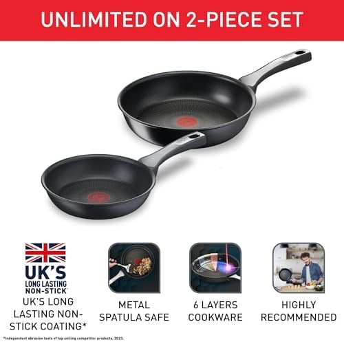 Tefal Titanyum 6X UnlimitedOne İndüksiyon Tabanlı 20/26 Cm 2li Tava Seti - 2100116645