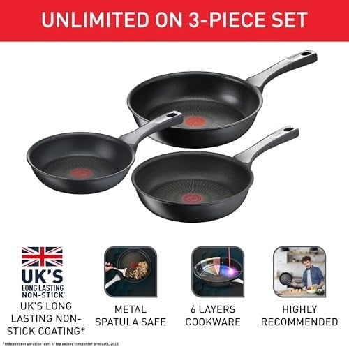 Tefal Titanyum 6X UnlimitedOne İndüksiyon Tabanlı 20/24/28 Cm 3lü Tava Seti - 2100116646