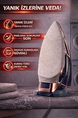 Teflon Ütü Altlığı – Ütü Yanmasını Önler, Parlama Yapmaz, Hassas Kumaş Koruyucu, Kaygan Taban, Kolay Takılır, Tüm Ütülerle Uyumlu Ütü Aparatı