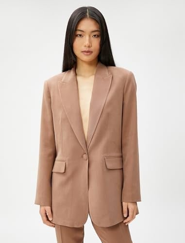 Tek Düğmeli Blazer Ceket Rayon Karışımlı
