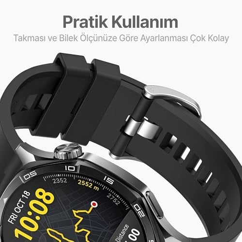 Teknoft 22mm ile Uyumlu Saatler için Yumuşak Şerit Model 46mm Silikon Kordon HUAWEI Watch (GT5 Pro/GT5/GT4/Watch 4 Pro/GT3/GT - Seçenekler: Siyah, Antrasit Gri, Kırmızı, Lacivert, Sarı, Turuncu, Yeşil