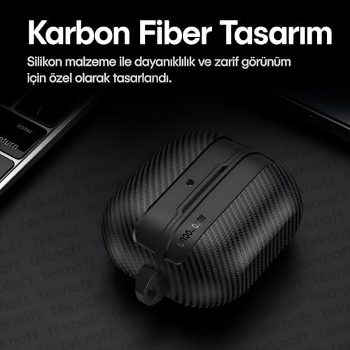 Teknoft Samsung Galaxy Buds 3 Pro, Buds 3 ve Buds 3 FE ile Uyumlu Mat Karbon Fiber Dokulu Darbelere Dayanıklı Premium Silikon Kılıf (Galaxy  - Seçenekler: Galaxy Buds 3 Pro/3/3 FE, Galaxy Buds 4 Pro/4