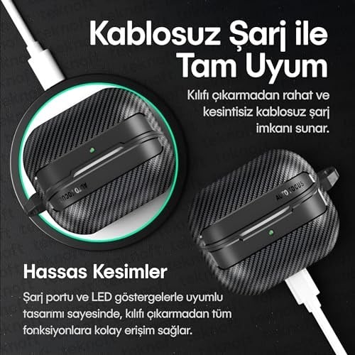Teknoft Samsung Galaxy Buds 3 Pro, Buds 3 ve Buds 3 FE ile Uyumlu Mat Karbon Fiber Dokulu Darbelere Dayanıklı Premium Silikon Kılıf (Galaxy  - Seçenekler: Galaxy Buds 3 Pro/3/3 FE, Galaxy Buds 4 Pro/4