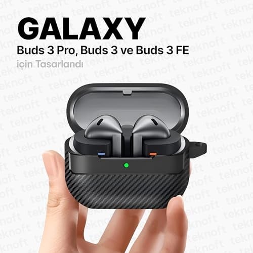 Teknoft Samsung Galaxy Buds 3 Pro, Buds 3 ve Buds 3 FE ile Uyumlu Mat Karbon Fiber Dokulu Darbelere Dayanıklı Premium Silikon Kılıf (Galaxy  - Seçenekler: Galaxy Buds 3 Pro/3/3 FE, Galaxy Buds 4 Pro/4