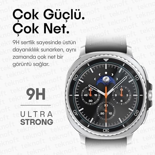 Teknoft Samsung Galaxy Watch 8 Classic 46mm için 2li Paket (2 Adet) Kolay Kurulum Otomatik Hizalama Aparatlı Şeffaf 9H Sertliğinde Gerçek Tem - Seçenekler: Galaxy Watch 5 40mm, Galaxy Watch 5 44mm...