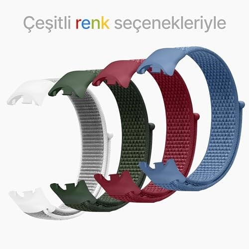 Teknoft Xiaomi Mi Band 10/9/8 İle Uyumlu Hafif ve Bileği Rahatsız Etmeyen Bilek Ölçüsüne Göre Ayarlanabilen Cırt Cırtlı Tasarım Kaliteli Hasır Örme Kumaş Kor - Seçenekler: Haki, Kırmızı, Mavi, Turuncu