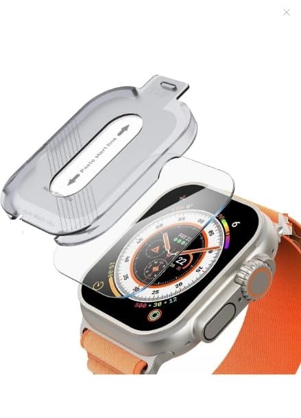 teknosepetim Aparatlı Apple Watch Ultra 49 MM Cam Ekran Koruyucu Otomatik Kolay Uygulama Aparatlı Hizalamalı Tam Kaplayan 49MM EKRAN KORUYUCU Apple WATCH ULTRA 2