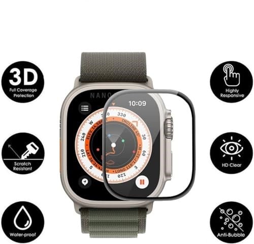 teknosepetim Aparatlı Apple Watch Ultra 49 MM Cam Ekran Koruyucu Otomatik Kolay Uygulama Aparatlı Hizalamalı Tam Kaplayan 49MM EKRAN KORUYUCU Apple WATCH ULTRA 2