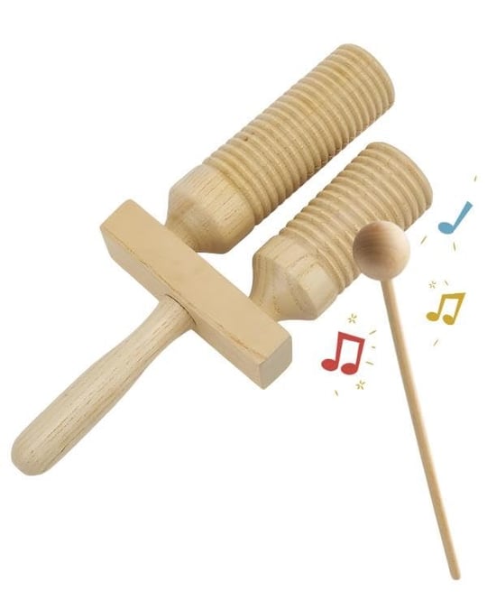 Temel Ahşap Çift Tonlu Guiro Ritim Müzik Aleti 26 cm