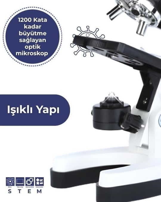 Temel Metal Gövdeli 1200X Mikroskop Seti 28 Parça Bilim Kiti 300X 600X 1200X