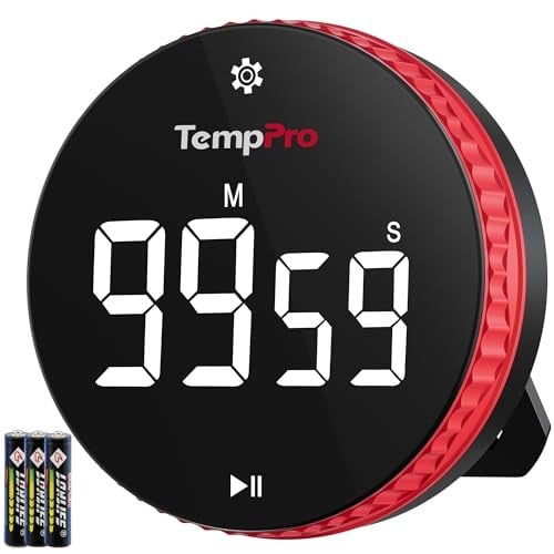 TempPro TM04 99 Saat Kapasiteli Çevirmeli Dijital Mutfak ve Ders Zamanlayıcısı, Geniş LED Ekranlı Mıknatıslı Kronometre (Eski Adıyla ThermoPro)