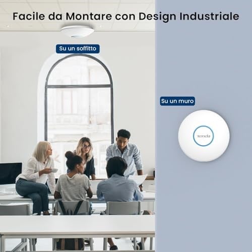 Tenda I27 WiFi 6 AX3000 çift bant erişim noktası, PoE standardı 802.3at destekler, tavan montajı, dolaşım, MU-MIMO, OFDMA, Çoklu SSID, App veya Web arayüzü üzerinden yönetilebilir, beyaz
