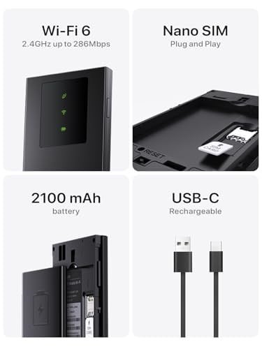 Tenda MF3 WiFi sabun, SIM 4G LTE Cat4, kablosuz WiFi 6 AX300 taşınabilir, şarj edilebilir pil, USB-C bağlantı noktası, WPA3, SIMli WiFi Hotspot, yapılandırmasız, tak ve çalıştır