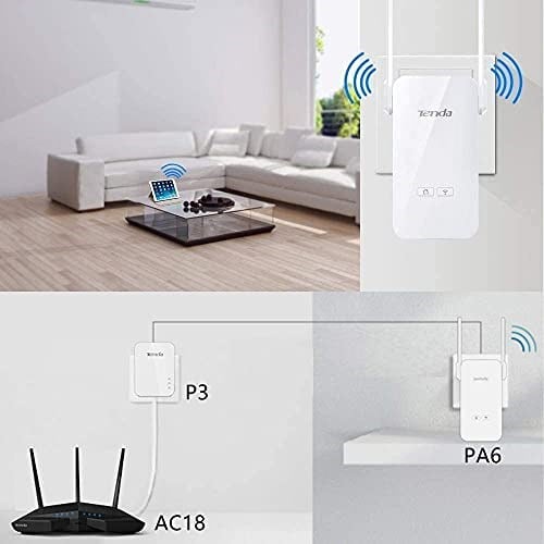 Tenda PH5 WLAN Powerline Adaptör Seti (1000Mbit/s Powerline + 300Mbit/s WLAN, 3 LAN Bağlantı Noktası, WiFi Klonlama, Tak ve Çalıştır, Diğer Mark - Seçenekler: AV1000+N300, P200 | 2li paket, 1000 Mbps