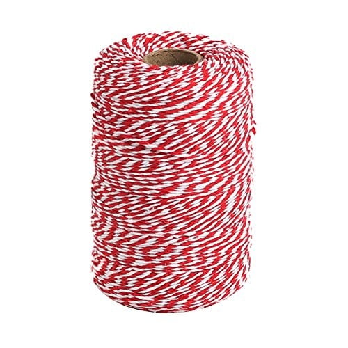 Tenn Well Kırmızı ve Beyaz Sicim, 656 Feet 200m Pamuk Fırıncılar Fırıncılık için Sicim Kurdele, Kasaplar, El Sanatları, Hediye Paketleme, Noel Tatili Süslemeleri