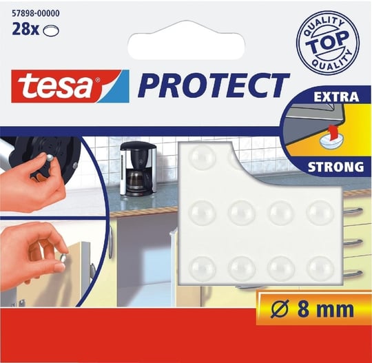 Tesa Protect Sessiz / Kaydırmaz Yuvarlak Pedler, 8mm, Şeffaf