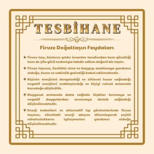 (Tesbihane) Firuze Doğaltaş-Krom Çelik Kombinli Tesbih Anahtarlık