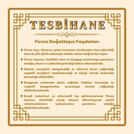 (Tesbihane) Firuze Doğaltaş-Krom Çelik Kombinli Tesbih Anahtarlık