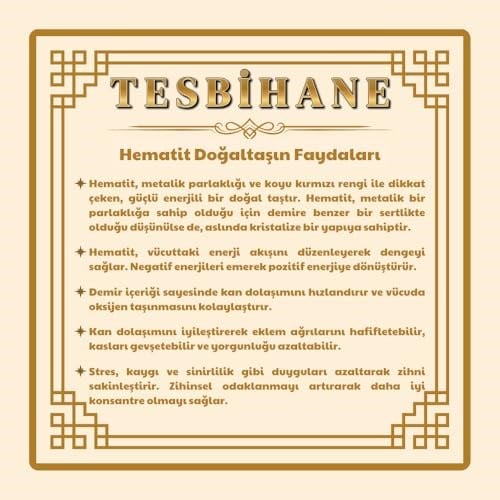 (Tesbihane) Hematit Doğaltaş-Krom Çelik Kombinli Tesbih Anahtarlık