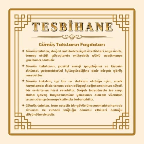 Tesbihane Kare Tasarım 925 Ayar Gümüş Kol Düğmesi
