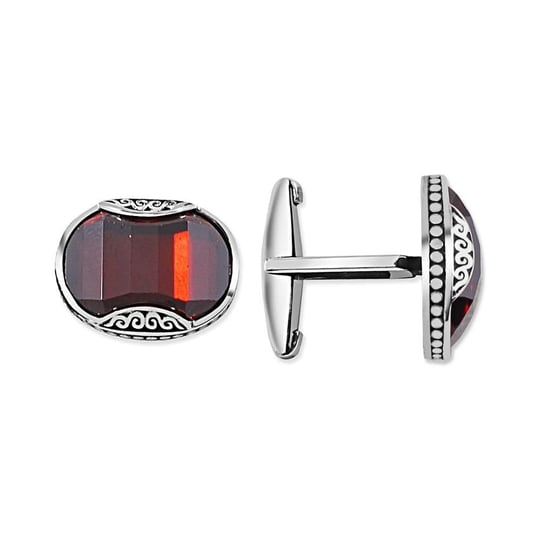 Tesbihane Kırmızı Taşlı Kol Gümüş Düğmesi