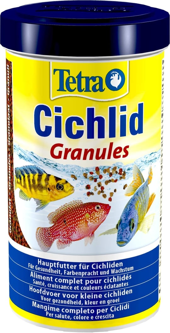 Tetra Cichlid granülleri, orta boy çiklitler için 2 farklı granül içeren ana yem karışımı, 500 ml kutu