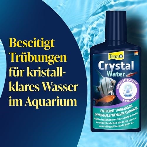 Tetra Crystalwater - Akvaryumdaki kristal berraklığında su için uyuşturuculara karşı su geçirmez, yüzer parçacıkları, 250 ml şişe bağlar