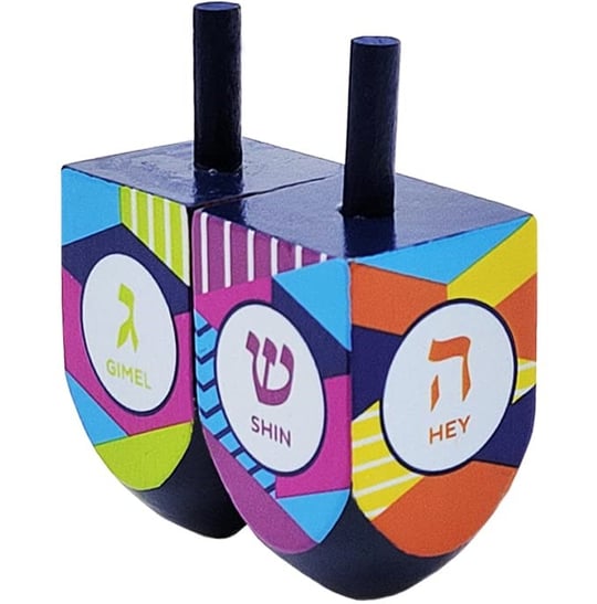The Dreidel Company Hanukkah El Boyaması Çok Renkli Ahşap Hanuka (2li Paket)